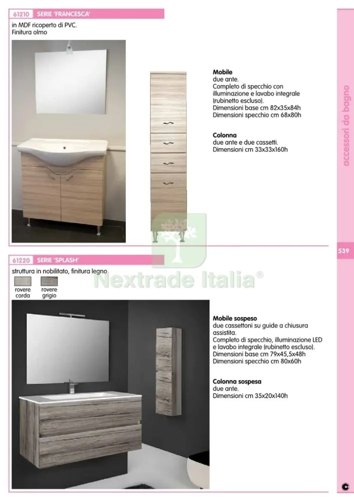 COLONNA BAGNO FRANCESCA 2 ANTE +2 CASSETTI OLMO — Accessori bagno — rif. FERX.92890 — foto 2
