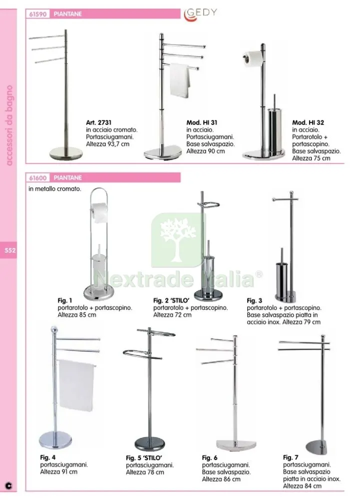 GEDY HI32 PIANTANA PORTAROTOLO+PORTASCOPINO HIBISCUS — Accessori bagno — rif. FERX.1803 — foto 2