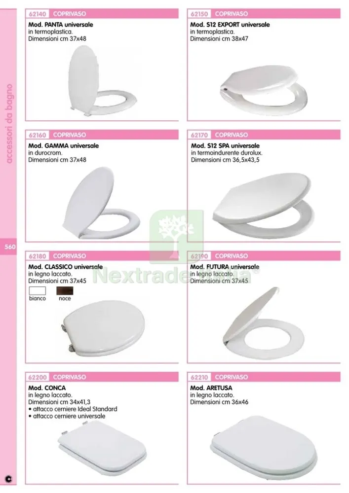 8PZ COPRIVASO TERMOPLASTICO BIANCO SERIE PANTA cm 37x48 — Sanitari e ceramiche — rif. FERX.39858 — foto 2