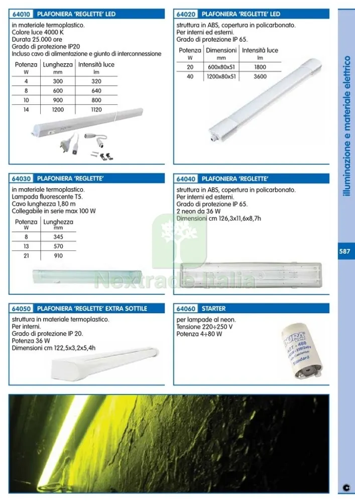 10PZ Plafoniera Reglette IP20 1X36W con Neon — Illuminazione — rif. FERX.16599 — foto 2