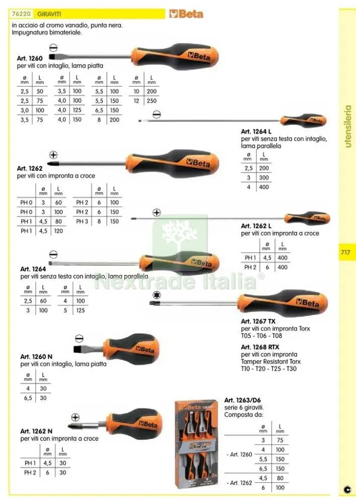 5PZ BETA ART.1260N CACCIAVITE GR. 6,5X30 — Cacciaviti e giraviti — rif. FERX.8836 — foto 2 5PZ BETA ART.1260N CACCIAVITE GR. 6,5X30 — Cacciaviti e giraviti — rif. FERX.8836 — foto 2