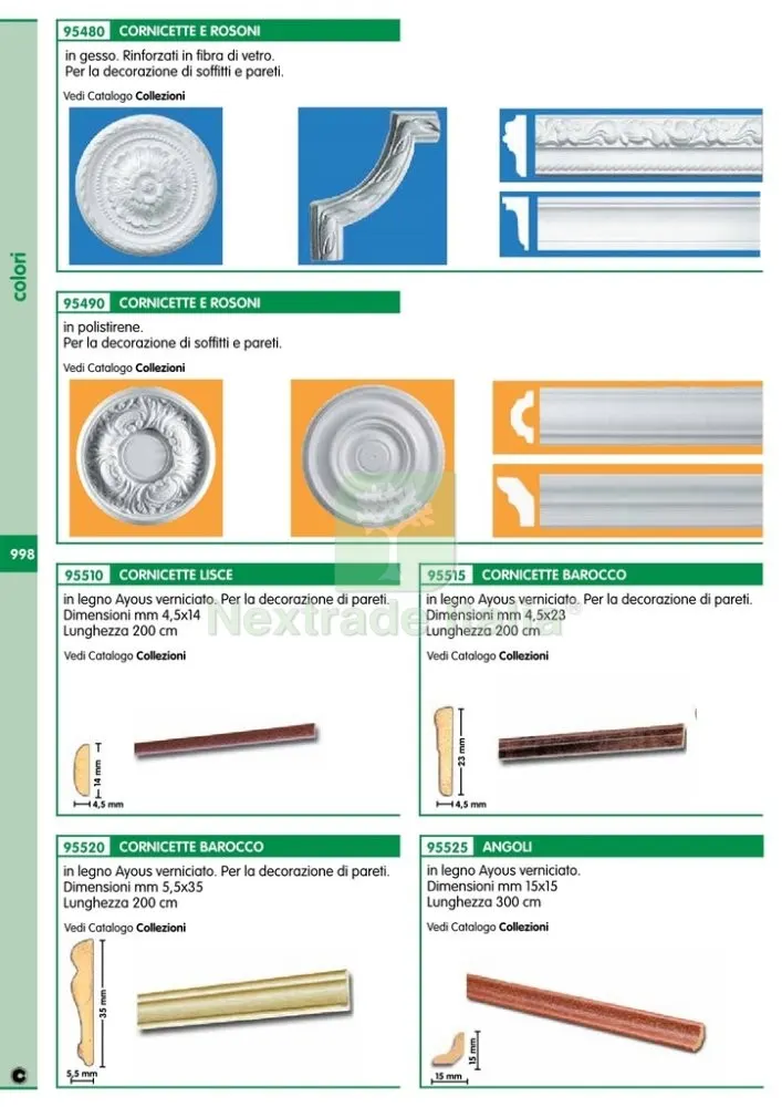 25PZ CORNICE PER PARATI 4,5X14 LISCIA 200 CM MOGANO — Isolanti e reti — rif. FERX.37072 — foto 2