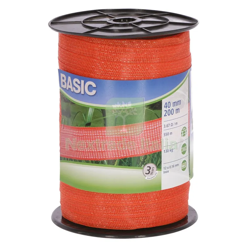 FETTUCCIA ELETTRICA H 40 mm - 12 fili - mt. 200 aranc. — Accessori recinzione — rif. FERX.604966NLM FETTUCCIA ELETTRICA H 40 mm - 12 fili - mt. 200 aranc. — Accessori recinzione — rif. FERX.604966NLM