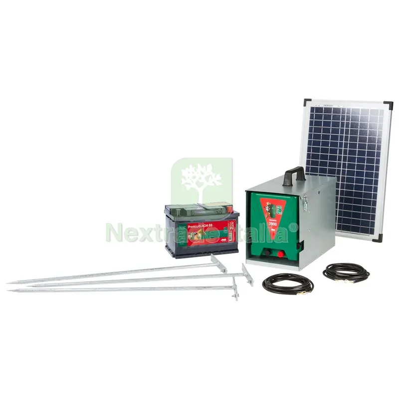 ELETTRIFICATORE A PANNELLO SOLARE IN KIT 'SAVANNE 3000' 12V — Recinto elettrico — rif. FERX.6049857NLM ELETTRIFICATORE A PANNELLO SOLARE IN KIT 'SAVANNE 3000' 12V — Recinto elettrico — rif. FERX.6049857NLM