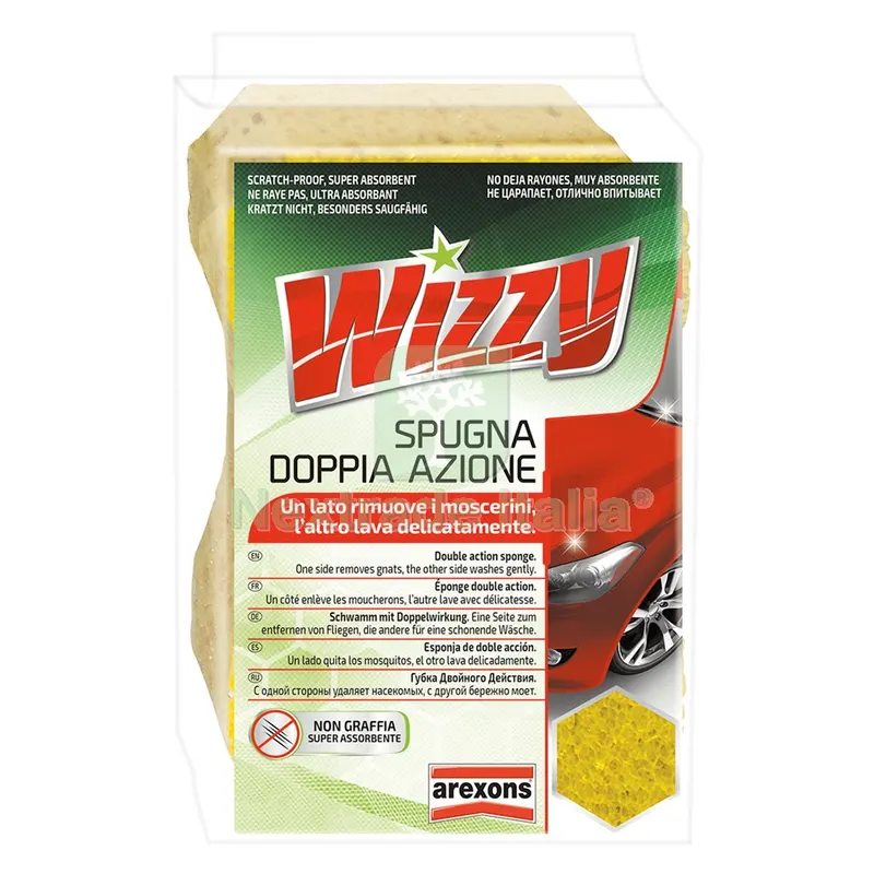 SPUGNA LAVAGGIO AUTO DOPPIA AZIONE 'WIZZY' cm 16 x 10,5 x 7 — Cura e pulizia auto — rif. FERX.9200024NLM