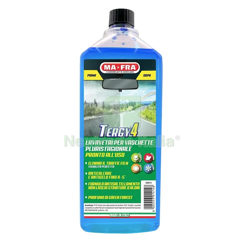 LAVAVETRI LIQUIDO PLURISTAGIONALE 'TERGY 4' ml 1000 — Cura e pulizia auto — rif. FERX.6060567NLM LAVAVETRI LIQUIDO PLURISTAGIONALE 'TERGY 4' ml 1000 — Cura e pulizia auto — rif. FERX.6060567NLM