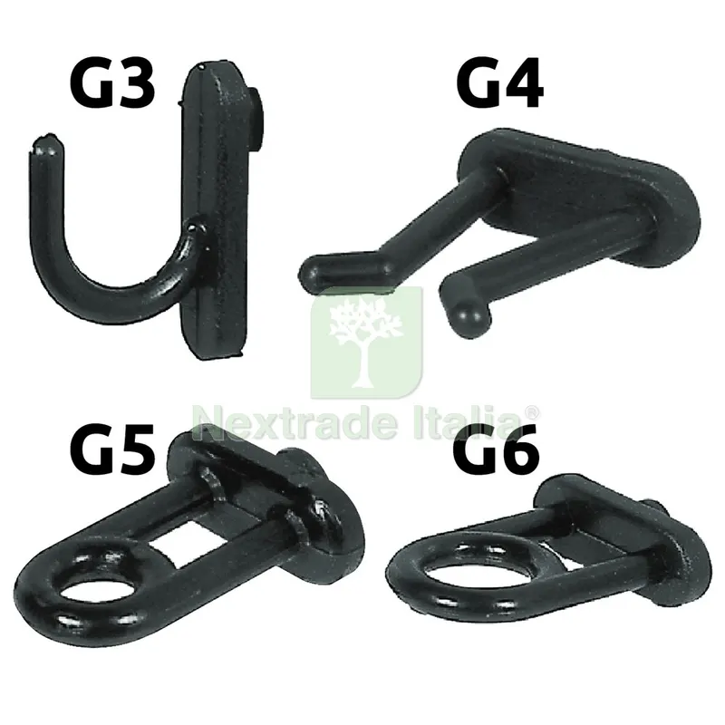 GANCIO IN NYLON PER PANNELLI PORTAUTENSILI G5 - pz 10 — Casalinghi e organizzazione — rif. FERX.050608NLM