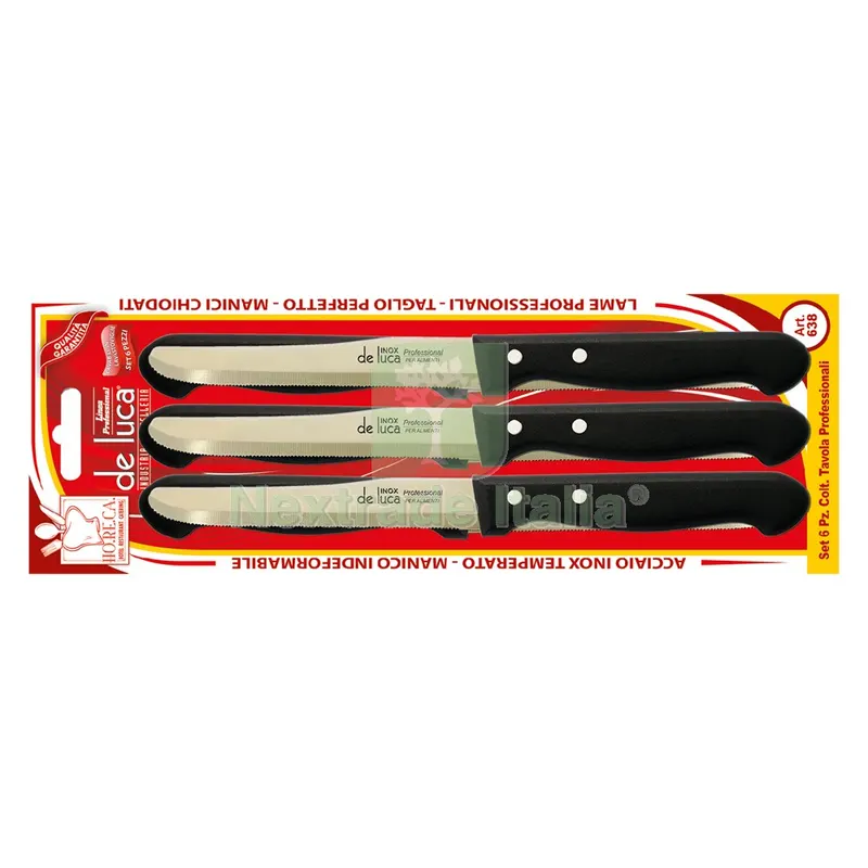 COLTELLO DA TAVOLA SEGHETTATO lama mm 110 - manico nero — Cucina e coltelleria — rif. FERX.8020187NLM