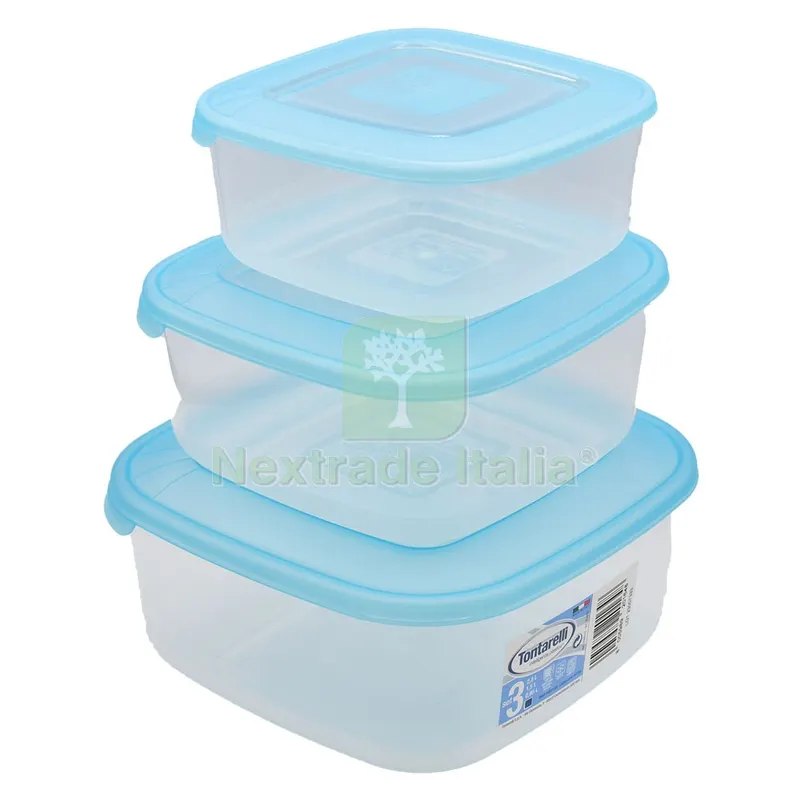 CONTENITORE QUADRO IN PLASTICA SET 'FRIGO BOX' acqua trasparente — Casalinghi e organizzazione — rif. FERX.8410910NLM CONTENITORE QUADRO IN PLASTICA SET 'FRIGO BOX' acqua trasparente — Casalinghi e organizzazione — rif. FERX.8410910NLM