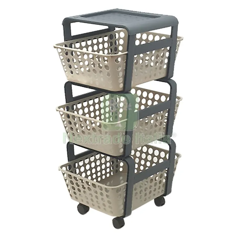 CARRELLO DA CUCINA CON CESTELLI 'MODULA' COLORE TORTORA - CM 41,5 X 29 X H.75 — Casalinghi e organizzazione — rif. FERX.8035440NLM