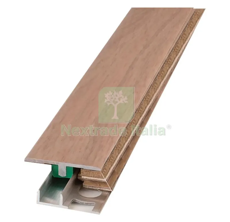 2PZ PROFILO PIATTO CON BASE PER LAMINATO E PARQUET 'UN rivestito rovere grigio — Profili e angolari decorativi — rif. FERX.7950442NLM
