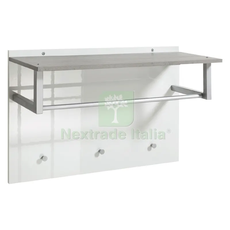 Pensile Ingresso Appendiabiti Linea 'galaverna' cm. 36 x 90 x h.60 - cemento/bianco — Casalinghi e organizzazione — rif. FERX.7950298NLM