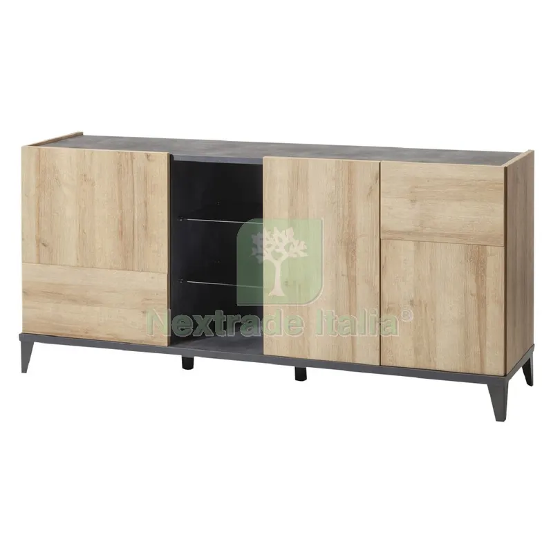 Contromobile Linea 'vittoria' cm. 45 x 180 x h.84 - rovere/grigio (3 ante) — Arredo — rif. FERX.7950340NLM Contromobile Linea 'vittoria' cm. 45 x 180 x h.84 - rovere/grigio (3 ante) — Arredo — rif. FERX.7950340NLM