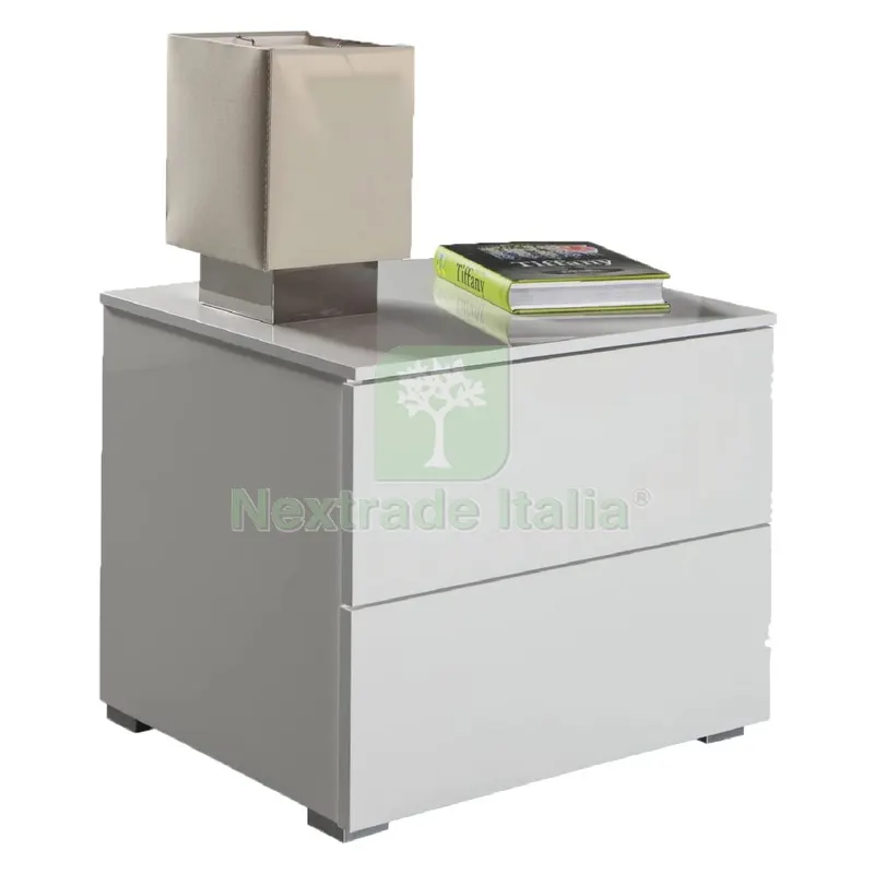 COMODINO LINEA 'PRIVILEGIO' cm. 44 x 55 x h.44 - bianco laccato (2 cassetti) — Arredo — rif. FERX.7950380NLM