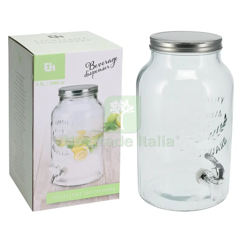 CARAFFA DISPENSER CON TAPPO ERMETICO Ø cm 18 x 30 - litri 5,5 — Cristalleria e tavola — rif. FERX.7906062NLM