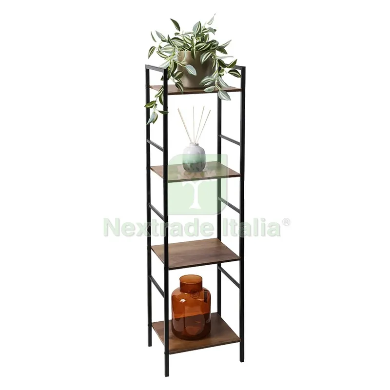 Scaffale in Metallo e Legno cm 29,45 x 23,5 x H 160,5 - 4 ripiani — Casalinghi e organizzazione — rif. FERX.805038NLM Scaffale in Metallo e Legno cm 29,45 x 23,5 x H 160,5 - 4 ripiani — Casalinghi e organizzazione — rif. FERX.805038NLM