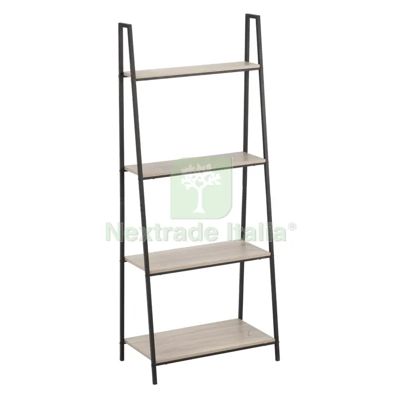Scaffale Organizer in Metallo e Legno cm 60 x 35 x H 148 - 4 ripiani — Casalinghi e organizzazione — rif. FERX.805046NLM Scaffale Organizer in Metallo e Legno cm 60 x 35 x H 148 - 4 ripiani — Casalinghi e organizzazione — rif. FERX.805046NLM
