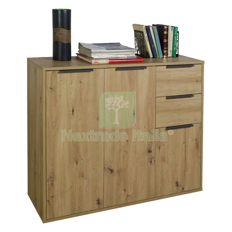 Mobile Multiuso Tre Ante + Due Cassetti Linea 'espresso' cm.106 x 35,4 x h. 86,9 - bianco laccato — Elettroseghe e motoseghe — rif. FERX.7950048NLM
