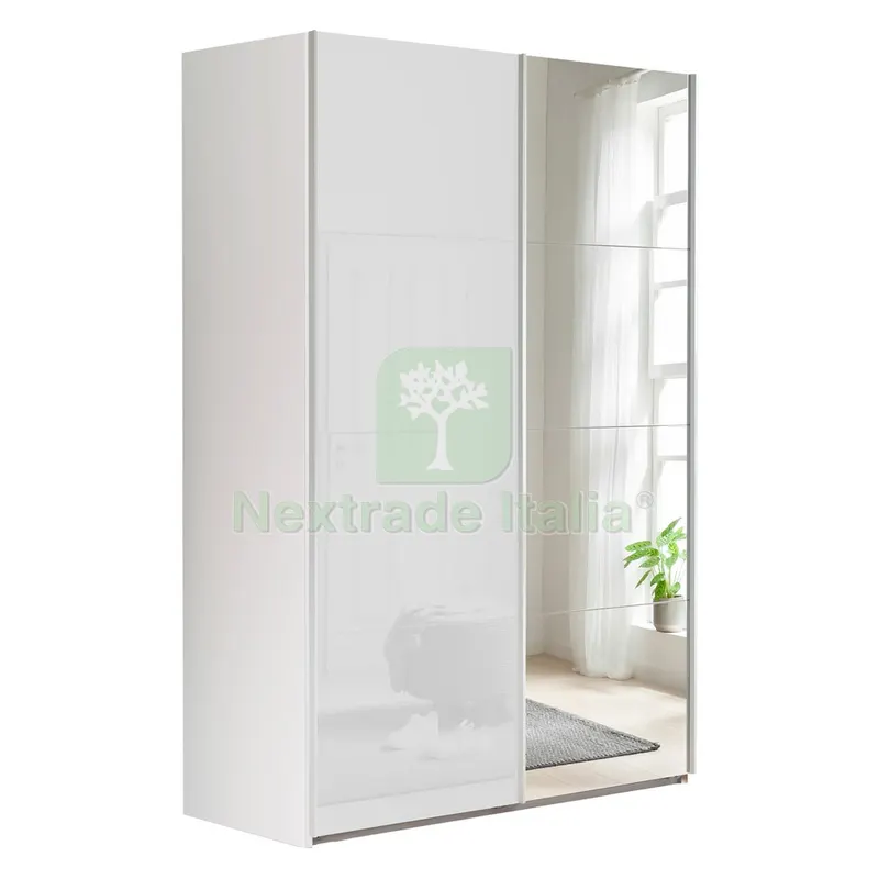 Armadio Scorrevole con Anta a Specchio Linea 'systema' cm. 150 x 67 x h.222 - bianco + bianco laccato — Arredo — rif. FERX.7950054NLM Armadio Scorrevole con Anta a Specchio Linea 'systema' cm. 150 x 67 x h.222 - bianco + bianco laccato — Arredo — rif. FERX.7950054NLM