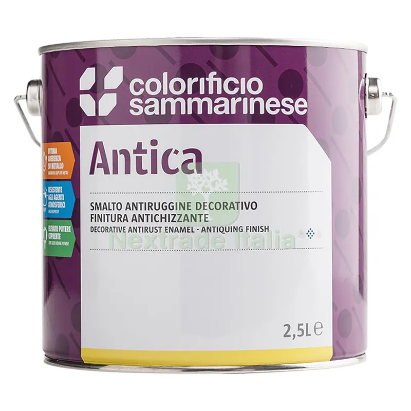 6PZ SMALTO ANTIRUGGINE 'ANTICA' Lt. 0,750 grana grossa - argento — Vernici e smalti — rif. FERX.901526NLM