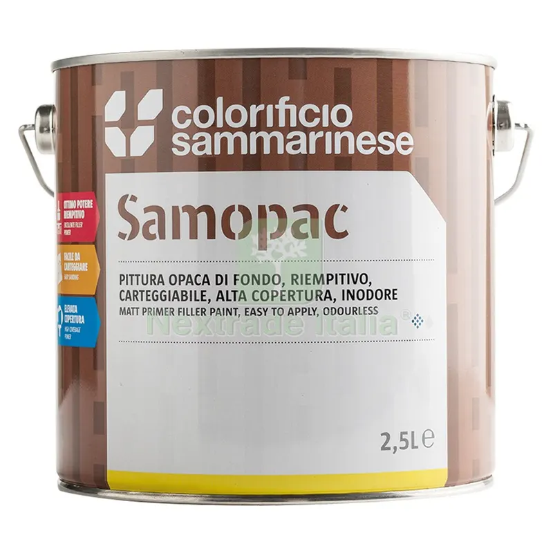 PITTURA OPACA DI FONDO 'SAMOPAC' Lt. 2,5 — Scarichi e sifoni — rif. FERX.902054NLM PITTURA OPACA DI FONDO 'SAMOPAC' Lt. 2,5 — Scarichi e sifoni — rif. FERX.902054NLM