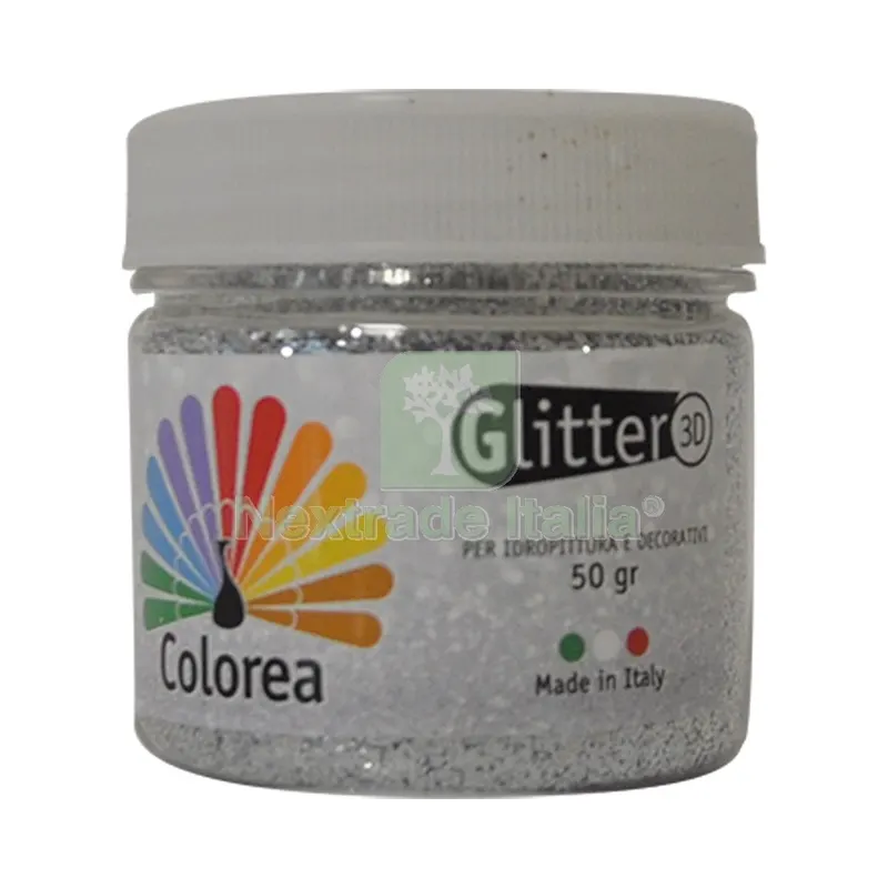 12PZ GLITTER IN POLVERE gr.50 - colore argento — Decorativi e effetti — rif. FERX.9130872NLM