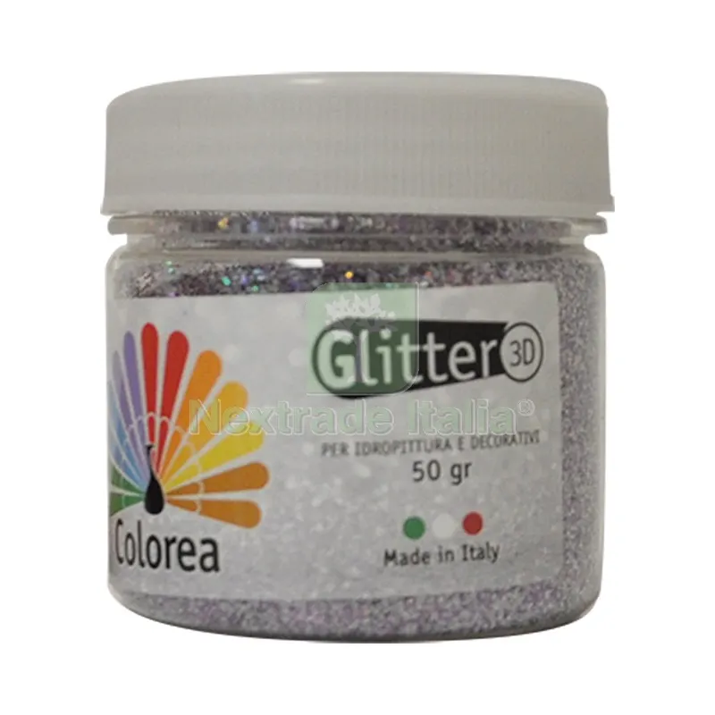12PZ GLITTER PRISMATICI IN POLVERE gr.50 - colore oro/argento — Decorativi e effetti — rif. FERX.9130882NLM