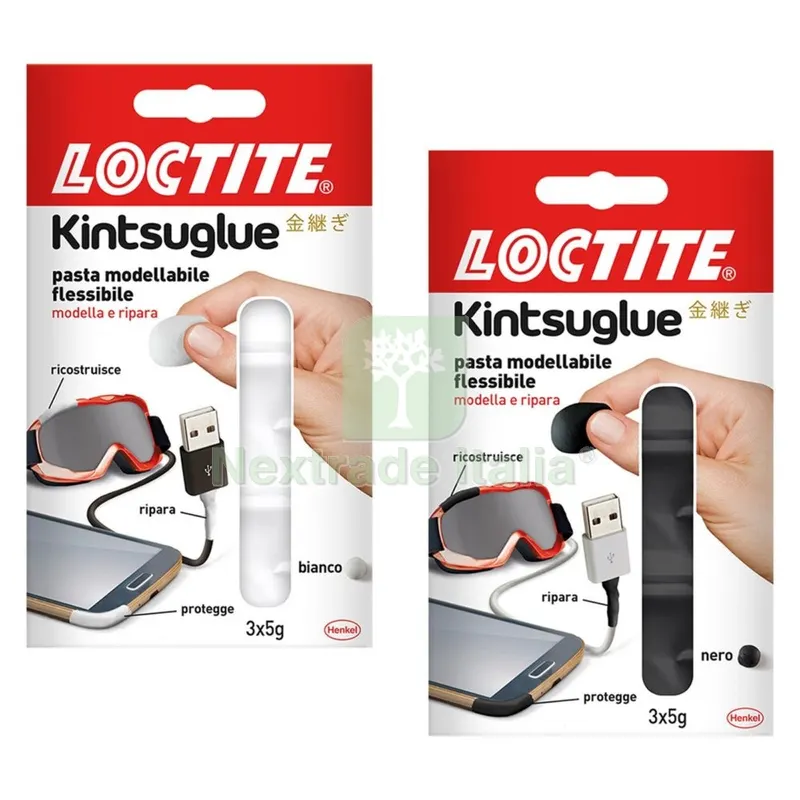 12BLISTER Pasta Adesiva Modellabile 'kintsuglue' 3 pz x gr. 5 — Adesivi e sigillanti — rif. FERX.9001418NLM 12BLISTER Pasta Adesiva Modellabile 'kintsuglue' 3 pz x gr. 5 — Adesivi e sigillanti — rif. FERX.9001418NLM