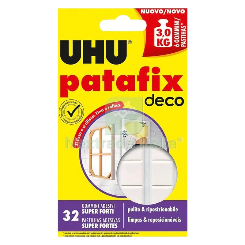 12BLISTER GOMMINI ADESIVI 'PATAFIX DECO' cartella da 32 pezzi — Ferramenta per legno e mobili — rif. FERX.9120300NLM