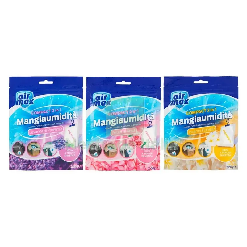 12CF ASSORBIUMIDITA' IN BUSTA APPENDIBILE 'COMPACT' 2 buste x 50 gr. - fragranze miste — Casalinghi e organizzazione — rif. FERX.9120870NLM 12CF ASSORBIUMIDITA' IN BUSTA APPENDIBILE 'COMPACT' 2 buste x 50 gr. - fragranze miste — Casalinghi e organizzazione — rif. FERX.9120870NLM
