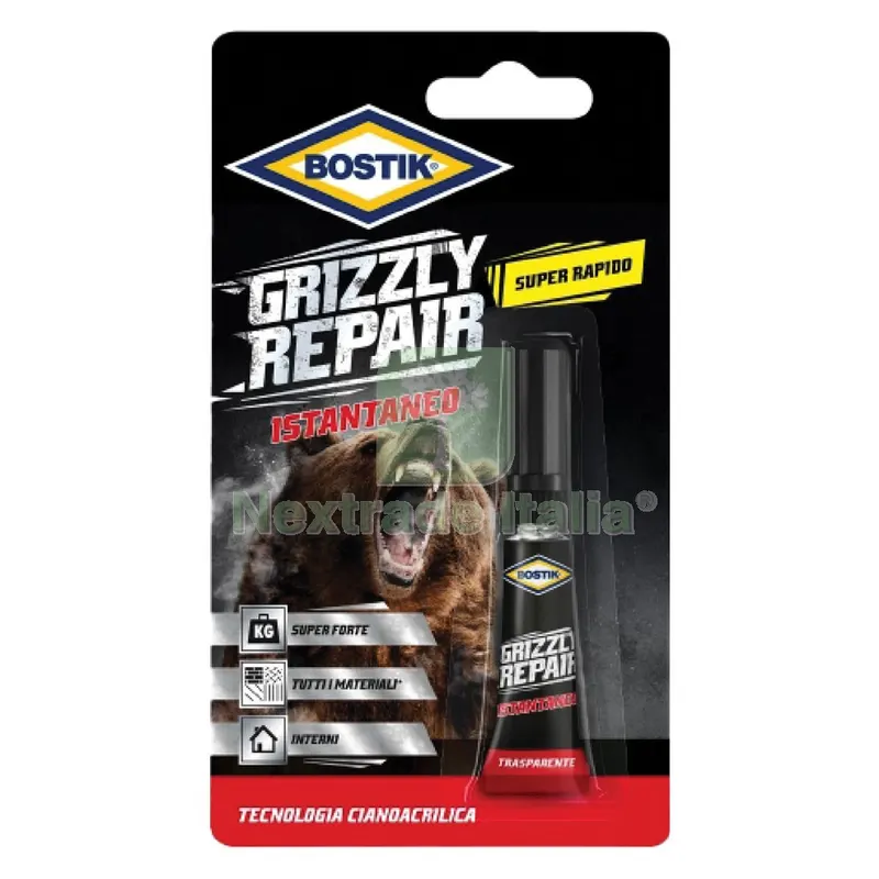 12BLISTER ADESIVO ISTANTANEO 'GRIZZLY REPAIR' gr. 3 — Adesivi e sigillanti — rif. FERX.9120250NLM 12BLISTER ADESIVO ISTANTANEO 'GRIZZLY REPAIR' gr. 3 — Adesivi e sigillanti — rif. FERX.9120250NLM