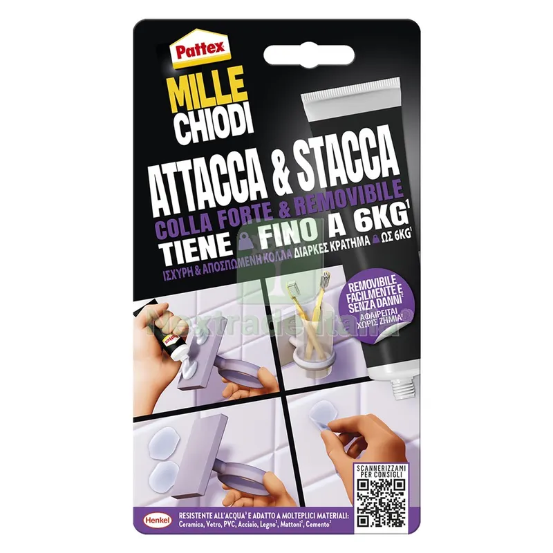 12PZ ADESIVO MILLECHIODI 'ATTACCA & STACCA' gr. 44 - trasparente — Adesivi e sigillanti — rif. FERX.9000594NLM