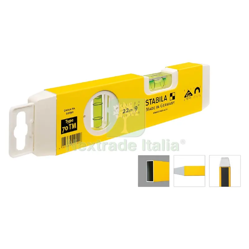 LIVELLA A DUE FIALE TASCABILE MAGNETICA '70 TM' cm 22 — Misurazione e taglio manuale — rif. FERX.1018740NLM LIVELLA A DUE FIALE TASCABILE MAGNETICA '70 TM' cm 22 — Misurazione e taglio manuale — rif. FERX.1018740NLM