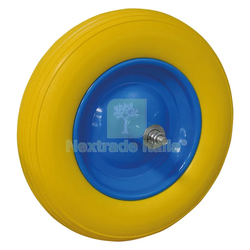 RUOTA POLIURETANICA PER CARRIOLA INTERNO MM 155 - PERNO LUNGO — Attrezzi da giardino — rif. FERX.102743NLM RUOTA POLIURETANICA PER CARRIOLA INTERNO MM 155 - PERNO LUNGO — Attrezzi da giardino — rif. FERX.102743NLM