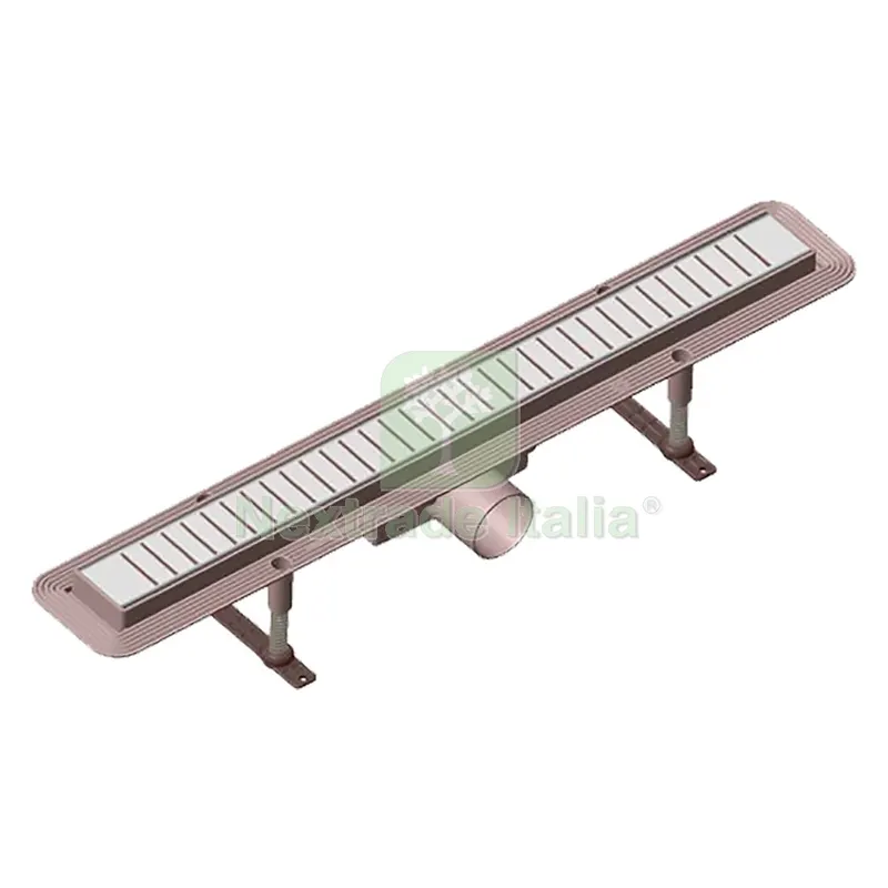 CANALETTA PER DOCCIA CON GRIGLIA cm 66 x 5,3 x 4,2 + 65 x 4,6 x 1,4 — Accessori bagno — rif. FERX.1042842NLM CANALETTA PER DOCCIA CON GRIGLIA cm 66 x 5,3 x 4,2 + 65 x 4,6 x 1,4 — Accessori bagno — rif. FERX.1042842NLM