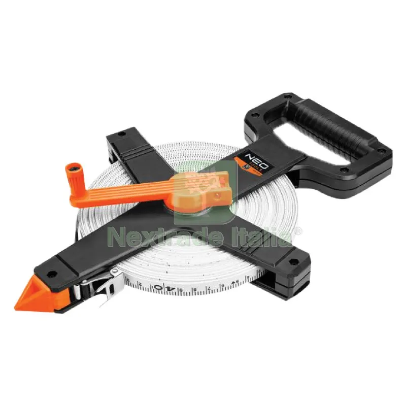 Rotella Metrica con Impugnatura mt 50 nastro fibra nx1 — Misurazione e taglio manuale — rif. FERX.101987NLM