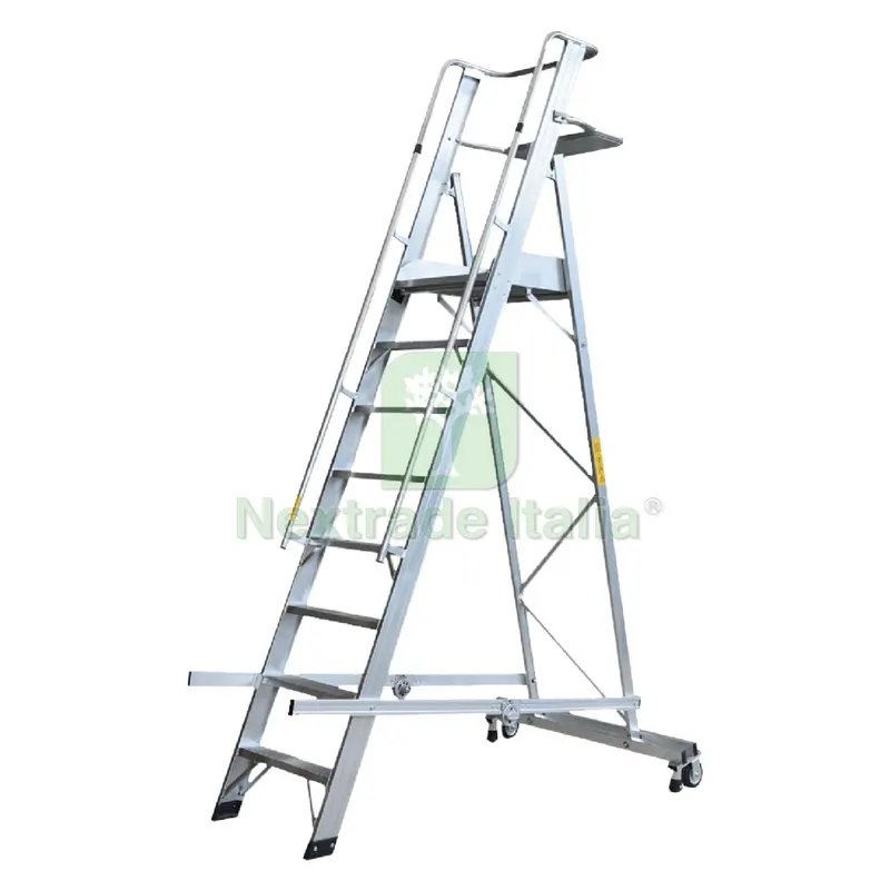 SCALA PROFESSIONALE DOPPIA A CASTELLO 12 gr. - aperta h.cm 416/chiusa h.cm 438 — Scale e sgabelli — rif. FERX.1033354NLM