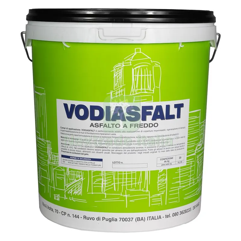ASFALTO A FREDDO 'VODIASFALT' kg. 10 — Materiali e teli da cantiere — rif. FERX.904025NLM ASFALTO A FREDDO 'VODIASFALT' kg. 10 — Materiali e teli da cantiere — rif. FERX.904025NLM