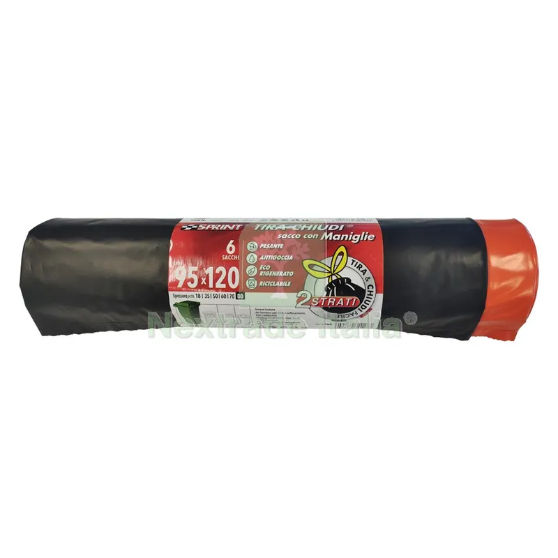 SACCO IN POLIETILENE cm. 95 x 120 - nero/arancio — Teli e film di protezione — rif. FERX.102994NLM SACCO IN POLIETILENE cm. 95 x 120 - nero/arancio — Teli e film di protezione — rif. FERX.102994NLM