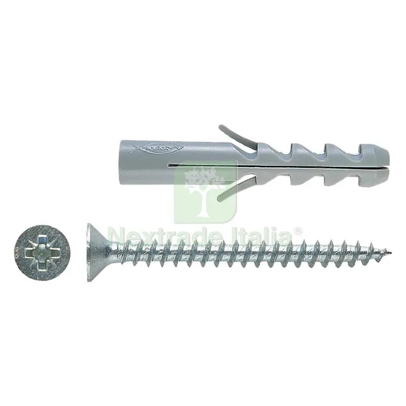 50PZ TASSELLO NYLON CON VITE ''SV'' S8V ø 8 x 40 - vite 5x50 mm — Tasselli e ancoraggi — rif. FERX.4600104NLM 50PZ TASSELLO NYLON CON VITE ''SV'' S8V ø 8 x 40 - vite 5x50 mm — Tasselli e ancoraggi — rif. FERX.4600104NLM