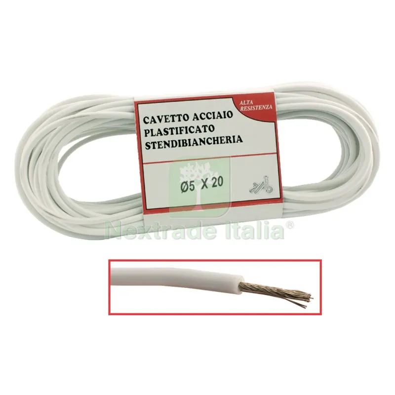 Cavetto Stendibiancheria 'biancone' Ø 5 x mt 20 — Stendibiancheria e bucato — rif. FERX.310551NLM Cavetto Stendibiancheria 'biancone' Ø 5 x mt 20 — Stendibiancheria e bucato — rif. FERX.310551NLM