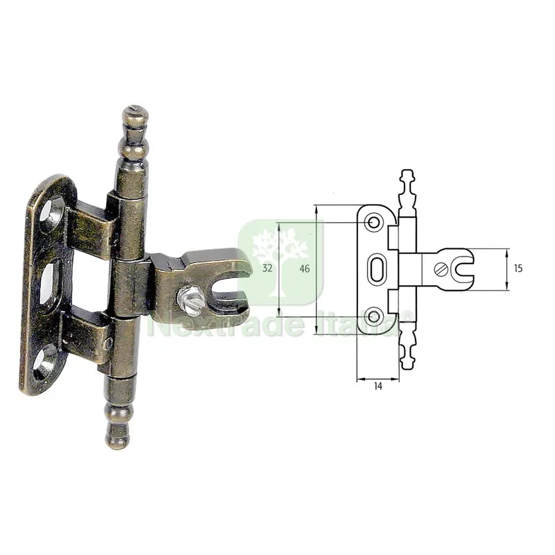 2PZ Cerniera per Mobili 'A0058' bronzata — Ferramenta per legno e mobili — rif. FERX.3069240NLM 2PZ Cerniera per Mobili 'A0058' bronzata — Ferramenta per legno e mobili — rif. FERX.3069240NLM