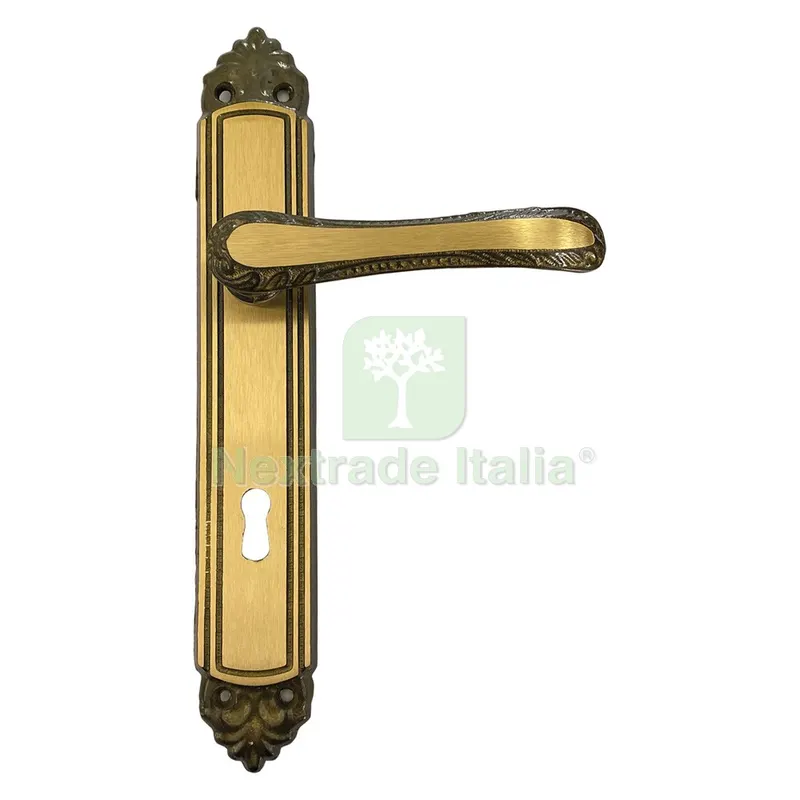 4COPPIE Maniglia 'giglio' con Placca Q 8 x 70 — Maniglie e pomelli — rif. FERX.303053NLM