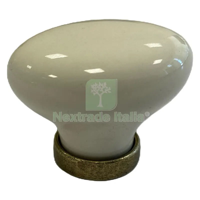 10PZ POMOLO PER MOBILI 'OVALE' base ott.vecchio / fondo avorio / decoro N.02 — Maniglie e pomelli — rif. FERX.380252NLM 10PZ POMOLO PER MOBILI 'OVALE' base ott.vecchio / fondo avorio / decoro N.02 — Maniglie e pomelli — rif. FERX.380252NLM