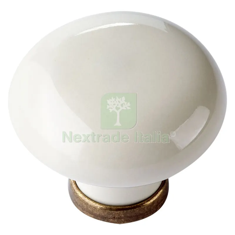 10PZ POMOLO PER MOBILI 'TONDO' base oro luc. / fondo bianco senza decoro — Maniglie e pomelli — rif. FERX.380260NLM 10PZ POMOLO PER MOBILI 'TONDO' base oro luc. / fondo bianco senza decoro — Maniglie e pomelli — rif. FERX.380260NLM