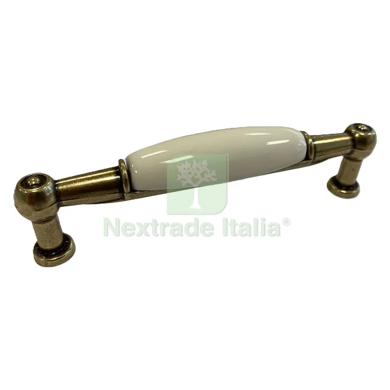 5PZ MANIGLIA PER MOBILI base ott.vecchio / fondo avorio senza decoro — Ferramenta per legno e mobili — rif. FERX.3350910NLM 5PZ MANIGLIA PER MOBILI base ott.vecchio / fondo avorio senza decoro — Ferramenta per legno e mobili — rif. FERX.3350910NLM