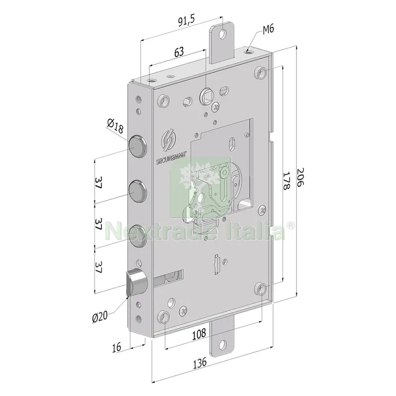 SERRATURA DA APPLICARE TRIPLICE PER PORTE BLINDATE SENZA NUCLEO '250' inter — Serrature e cilindri — rif. FERX.3201092NLM SERRATURA DA APPLICARE TRIPLICE PER PORTE BLINDATE SENZA NUCLEO '250' inter — Serrature e cilindri — rif. FERX.3201092NLM