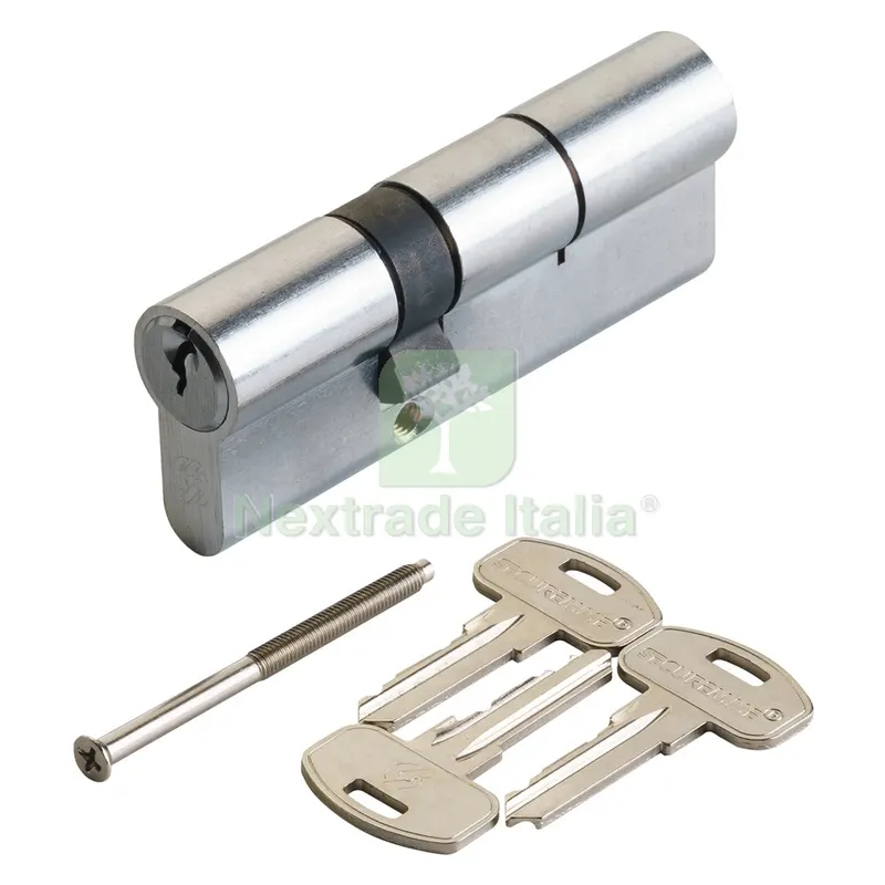 Cilindro Profilato Doppio Serie 'KY' mm 30+10+30 = 70 (35+35) cromo satinato — Serrature e cilindri — rif. FERX.3024608NLM