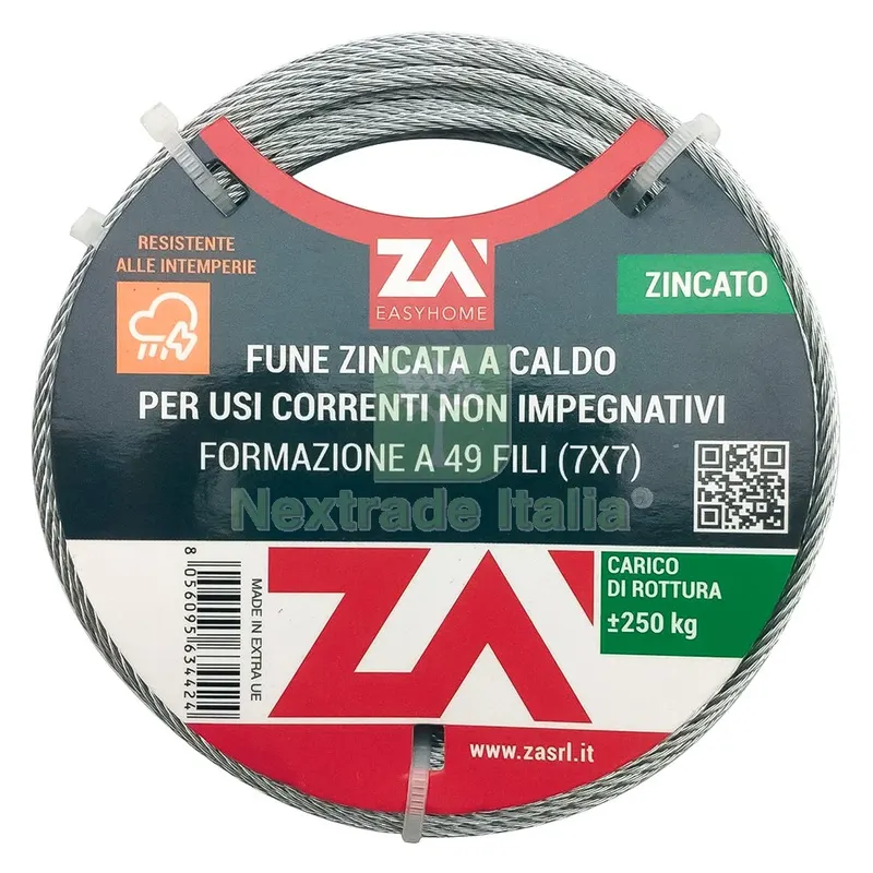 Fune per Arganelli mm 2,4 x rt. 9 mt — Accessori recinzione — rif. FERX.310824NLM Fune per Arganelli mm 2,4 x rt. 9 mt — Accessori recinzione — rif. FERX.310824NLM