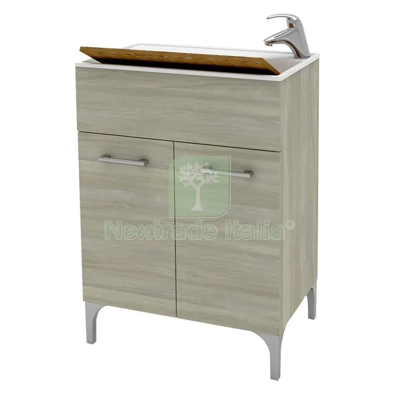 Mobile Lavatoio 'lena' cm 60 x 50 x h.84 - rovere grigio — Arredo — rif. FERX.2061277NLM